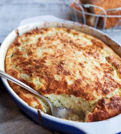 Green-garlic soufflé