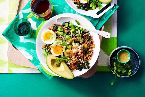 Green goddess, avocado and buckwheat breakfast bowls