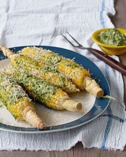 Green goddess corn on the cob