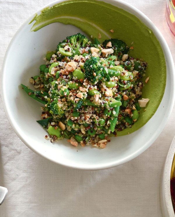 Green goddess quinoa salad with cashew nuts