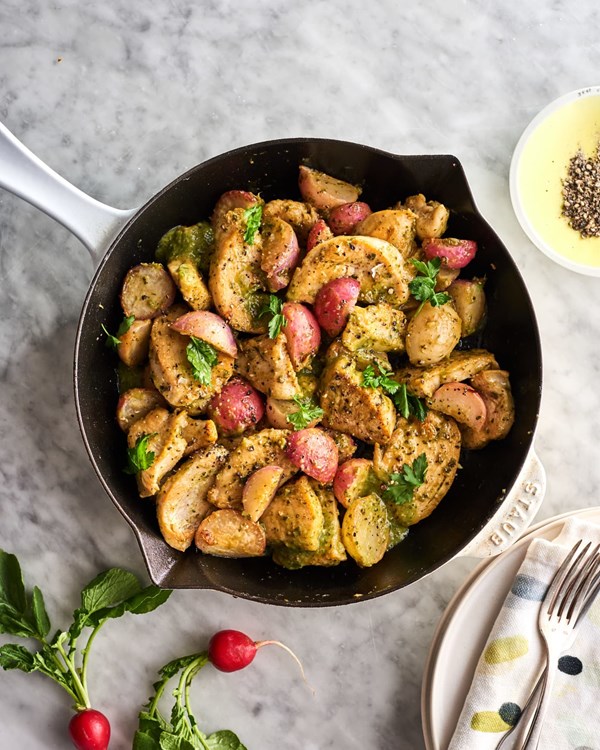 Green goddess skillet chicken and veggies