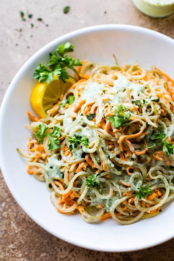 Green goddess spiralized potato salad