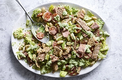 Green goddess tuna & cannellini bean fattoush