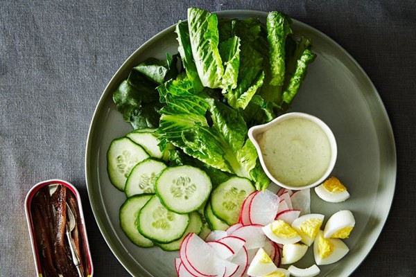 Green green dressing with a little salad