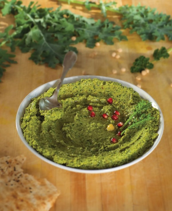Green hummus [chickpea, sesame + kale spread] (Halim-e nokhod)