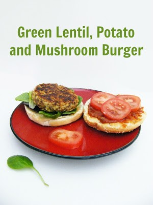 Green lentil, potato & mushroom burgers