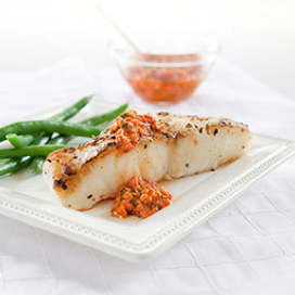 Green olive, almond, and orange relish