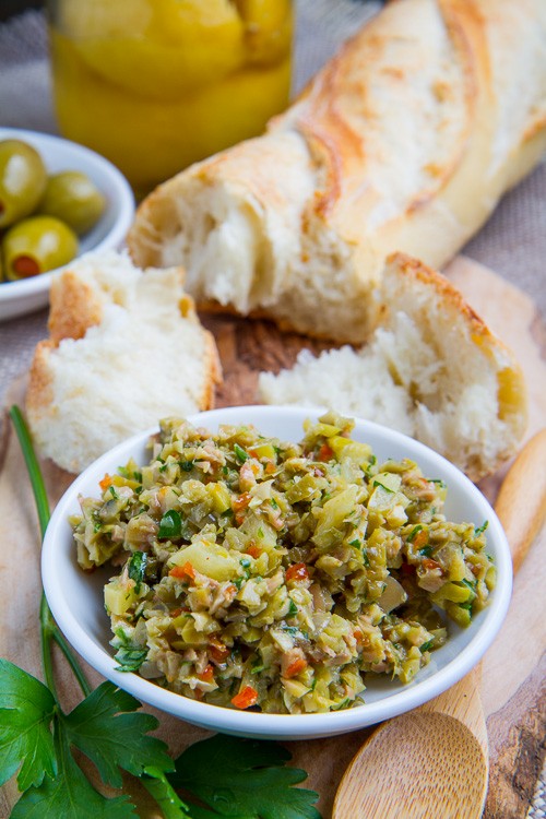 Green olive and preserved lemon tapenade