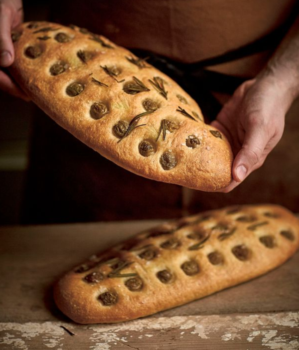 Green olive and rosemary focaccia