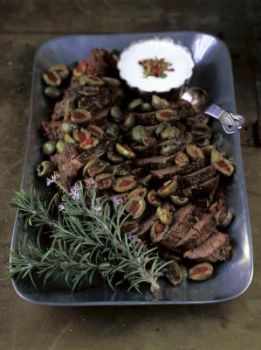 Green olive beef tenderloin