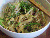 Green onion and young ginger noodles (Cong jiang laomian / 蔥薑撈麵) 