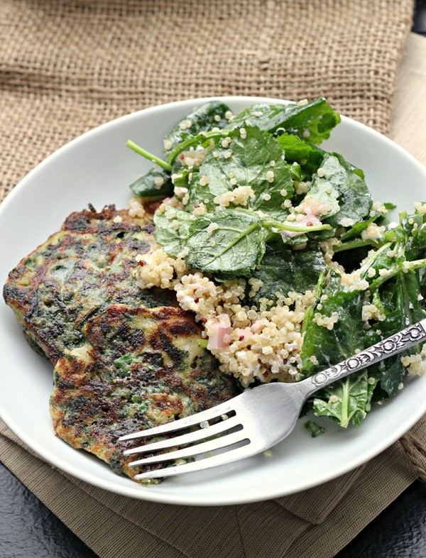 Green pancakes with lime butter