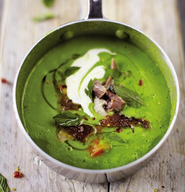 Green pea and ham soup