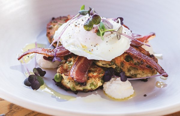 Green pea and ricotta fritters [Monica's Eatery]