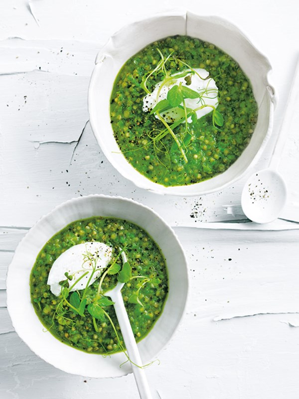 Green pea and spinach buckwheat risotto