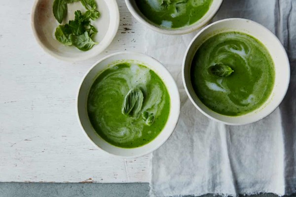 Green pea, lime and coconut soup