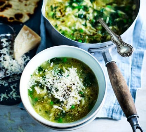 Green pesto minestrone