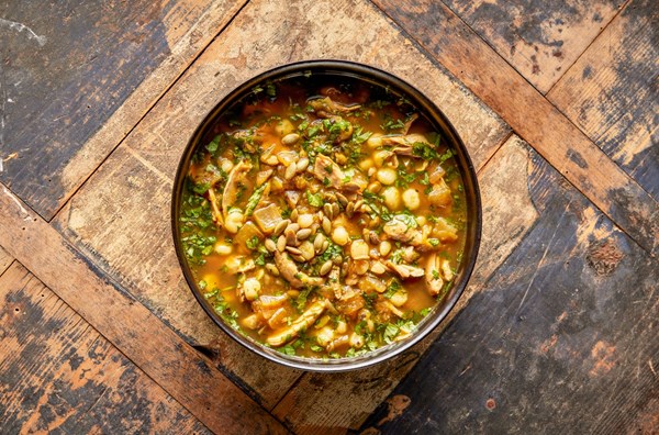 Green pozole with chicken