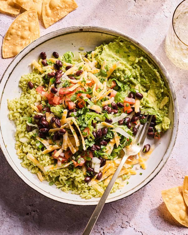 Green rice burrito bowl