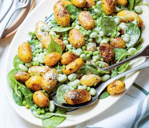 Green salad & new potatoes