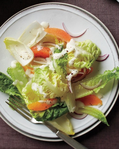 Green salad with citrus dressing