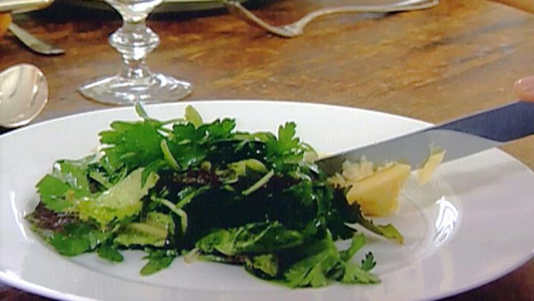 Green salad with creamy mustard vinaigrette