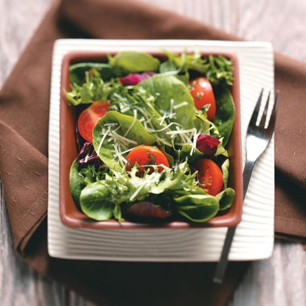 Green salad with tangy basil vinaigrette