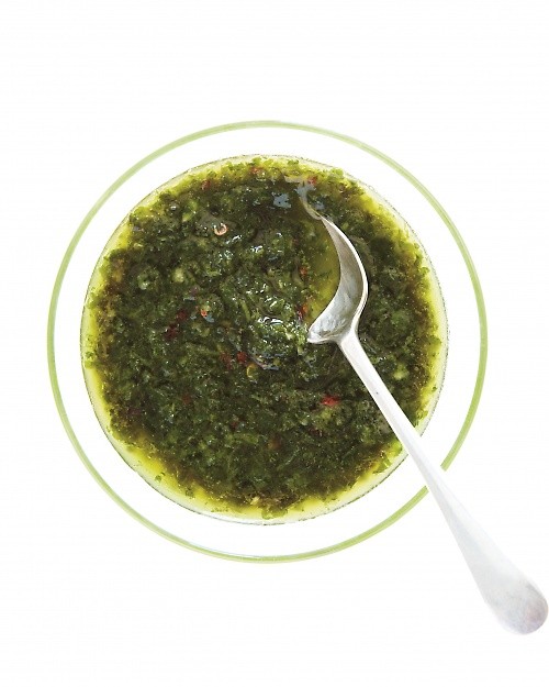 Green sauces for grilling