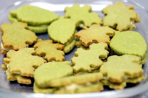 Green tea shortbread sandwiches