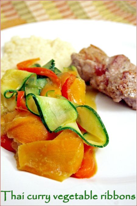 Green Thai curry vegetable ribbons