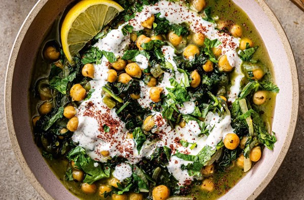 Green tikka chickpea stew