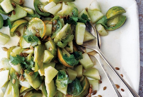Green-tomato and honeydew melon salad
