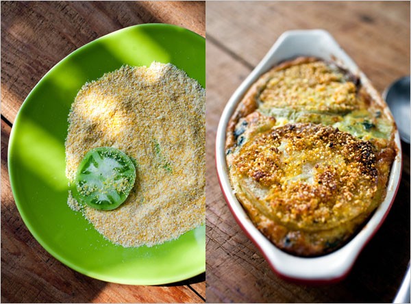 Green tomato and Swiss chard gratin