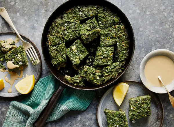 Green tortilla with lemon tahini
