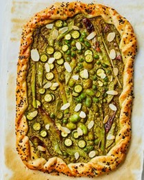 Green veg and feta galette