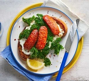 Greens & chorizo on toast