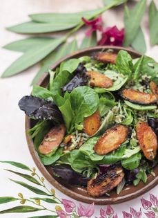 Greens & grains with roasted carrots
