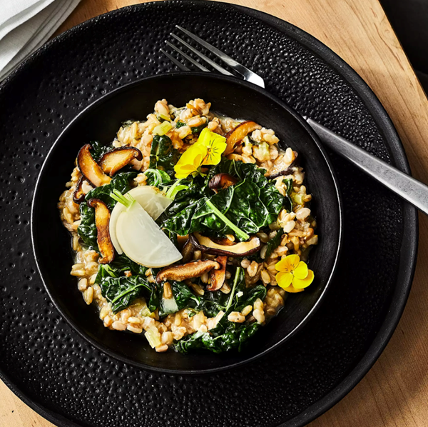 Greens & groats risotto