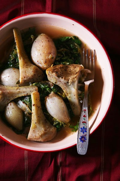 Greens and artichoke stew