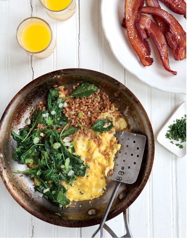 Greens and grains scramble