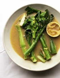 Greens with citrus broth