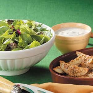 Greens with creamy herbed salad dressing