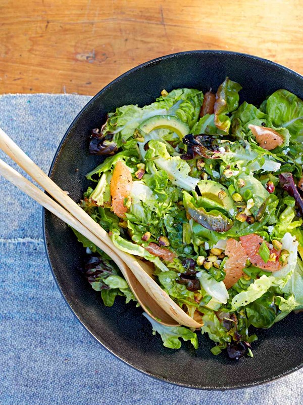 Greens with grapefruit and avocado