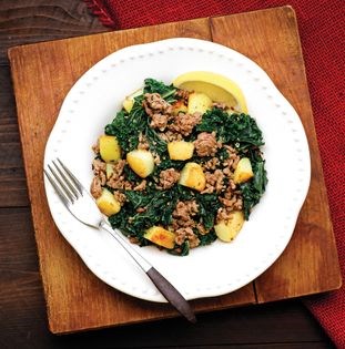Greens with potatoes & sausage