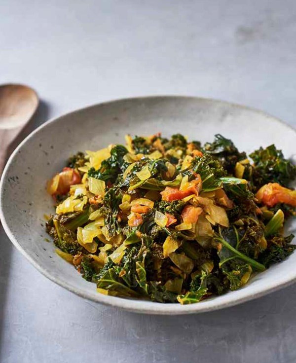 Greens with tomatoes (Sukuma wiki)