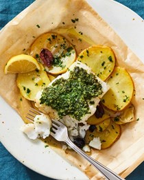 Gremolata butter baked cod 