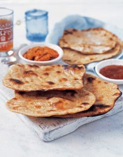 Griddle-roasted wholemeal flat breads