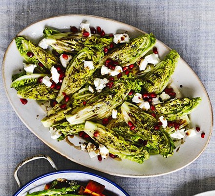 Griddled baby gems with balsamic & goat's cheese