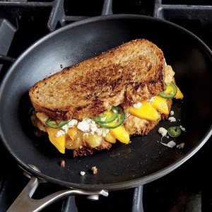 Griddled banana, mango, and jalapeño sandwiches