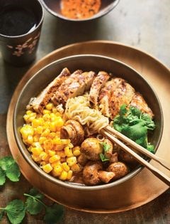 Griddled chicken and mushroom ramen